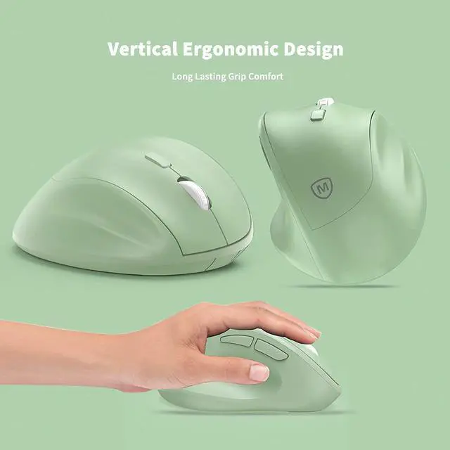 Alt view image 5 of 7 - Ergonomic Wireless Mouse with USB Receiver for PC Computer, Laptop and Desktop, Ergo Vertical Mouse with Silent Clicks Long Battery Life, Up to 1600 DPI & 1 AA Battery Powered, Green