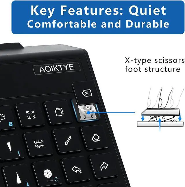 Alt view image 7 of 7 - Aoiktye 2 Wireless Keyboard for Procreate Bluetooth Shortcut Drawing Keyboard for iPad Graphics Tablet. USB Charging and Long Standby Time Procreate Keyboard-5.8 x 3.8 inches (Upgraded Black)
