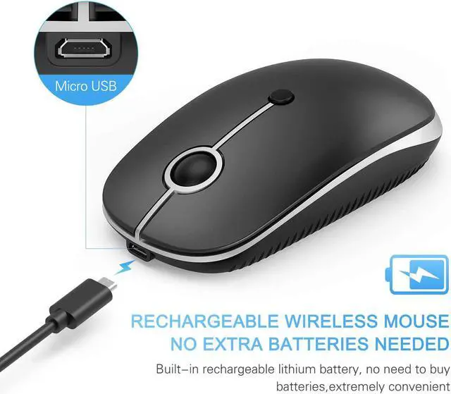 Alt view image 2 of 7 - Type C Wireless Mouse Vssoplor Dual Mode 2.4G Wireless Mouse USB C Cordless Mice with Nano USB and Type C Receiver Compatible with PC Laptop MacBook and All Type C Devices-Black and Silver