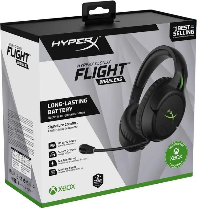 Alt view image 6 of 7 - HyperX CloudX Flight Wireless Gaming Headset, Official Xbox Licensed, Compatible with Xbox One and Xbox Series X|S, Game and Chat Mixer, Memory Foam, Detachable Noise-Cancellation Microphone