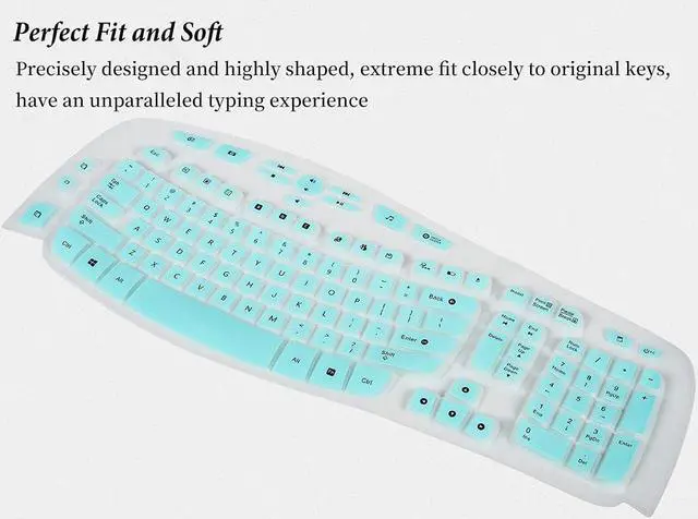 Alt view image 2 of 6 - Keyboard Cover Skin Compatible with Logitech K350 Wireless Keyboard Logitech K350 MK550 MK570 Accessories Ultra Thin Logitech Wireless Wave Silicone Keyboard Protective Skin -Mint