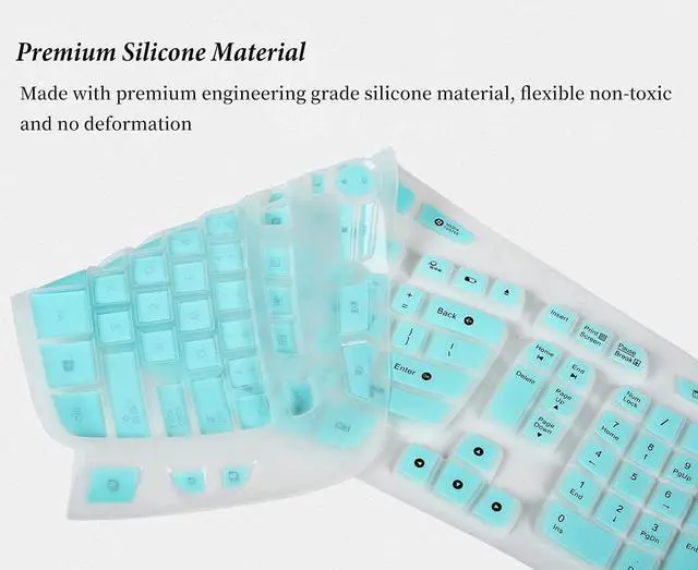 Alt view image 3 of 6 - Keyboard Cover Skin Compatible with Logitech K350 Wireless Keyboard Logitech K350 MK550 MK570 Accessories Ultra Thin Logitech Wireless Wave Silicone Keyboard Protective Skin -Mint