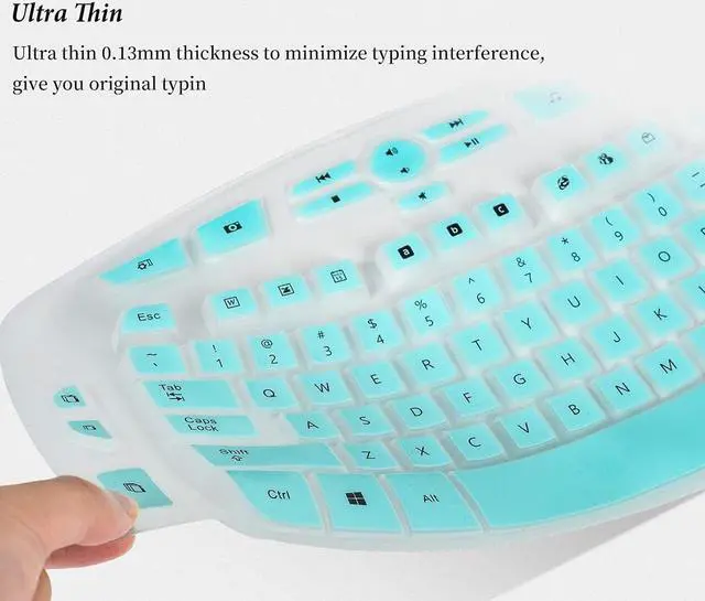 Alt view image 4 of 6 - Keyboard Cover Skin Compatible with Logitech K350 Wireless Keyboard Logitech K350 MK550 MK570 Accessories Ultra Thin Logitech Wireless Wave Silicone Keyboard Protective Skin -Mint