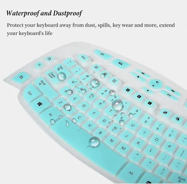 Alt view image 5 of 6 - Keyboard Cover Skin Compatible with Logitech K350 Wireless Keyboard Logitech K350 MK550 MK570 Accessories Ultra Thin Logitech Wireless Wave Silicone Keyboard Protective Skin -Mint
