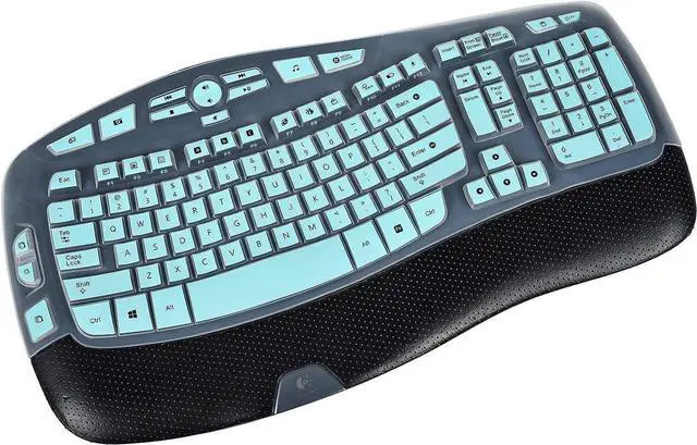 Main image of Keyboard Cover Skin Compatible with Logitech K350 Wireless Keyboard Logitech K350 MK550 MK570 Accessories Ultra Thin Logitech Wireless Wave Silicone Keyboard Protective Skin -Mint