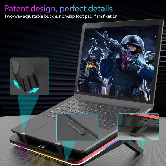 Alt view image 6 of 6 - GT500 Powerful Turbo-Fan (5000 RPM) Laptop Cooling Pad with Infinitely Variable Speed,Seal Foam for Rapid Cooling Gaming Laptop,13-17.3inch Laptop Cooler with 3-Port USB Hub