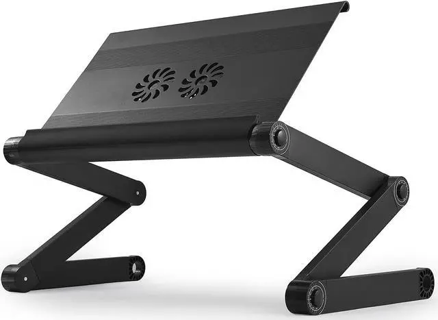 Main image of WorkEZ Executive Adjustable Ergonomic Laptop Cooling Stand Lap Desk for Bed Couch with 2 Fans & 3 USB Ports folding aluminum desktop riser tray height tilt angle portable macbook cooler cooling Black