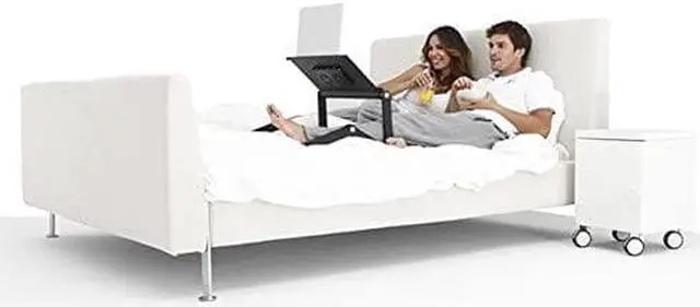 Alt view image 5 of 7 - WorkEZ Executive Adjustable Ergonomic Laptop Cooling Stand Lap Desk for Bed Couch with 2 Fans & 3 USB Ports folding aluminum desktop riser tray height tilt angle portable macbook cooler cooling Black