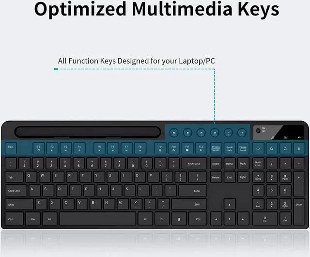 Alt view image 2 of 7 - Wireless Keyboard and Mouse Combo, MARVO 2.4G Ergonomic Wireless Computer Keyboard with Phone Tablet Holder, Silent Mouse with 6 Button, Compatible with MacBook, Windows (Black)