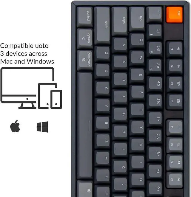 Alt view image 4 of 7 - Keychron K10 Full Size 104 Keys Bluetooth Wireless/USB Wired Mechanical Gaming Keyboard for Mac with K Pro Brown Switch/RGB Backlight/Multitasking Computer Keyboard for Windows, Aluminum Frame