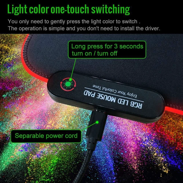 Alt view image 5 of 7 - RGB Gaming Mouse Pad with 11 RGB Light up Modes,LED Gaming Pad,Non-Slip Rubber Based Computer Mice mat Medium Size(13.7 x 10.3)