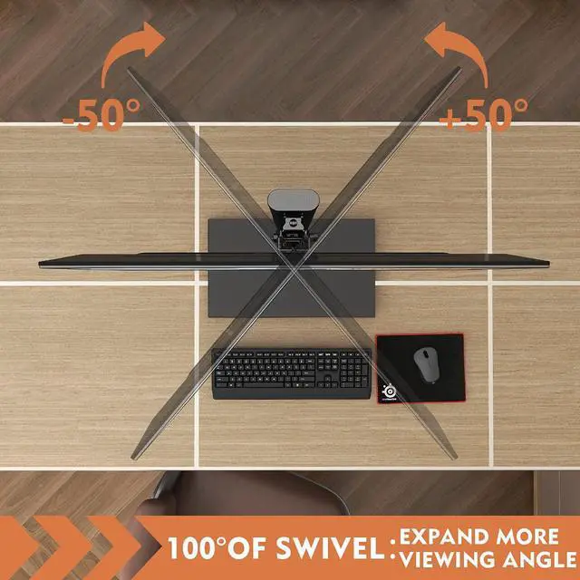 Alt view image 4 of 6 - Dual Monitor Stand - Vertical Stack Screen Free-Standing Monitor Riser Fits Two 13 to 34 Inch Screen with Swivel Tilt Height Adjustable Holds One (1) Screen Up to 44Lbs