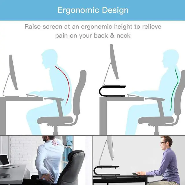 Alt view image 7 of 7 - HUANUO Monitor Stand Riser for Desk, Laptop Stand, Laptop Shelf w/Vented Metal, Desktop Computer Stand Desk Organizer for Laptop, PC, Printer