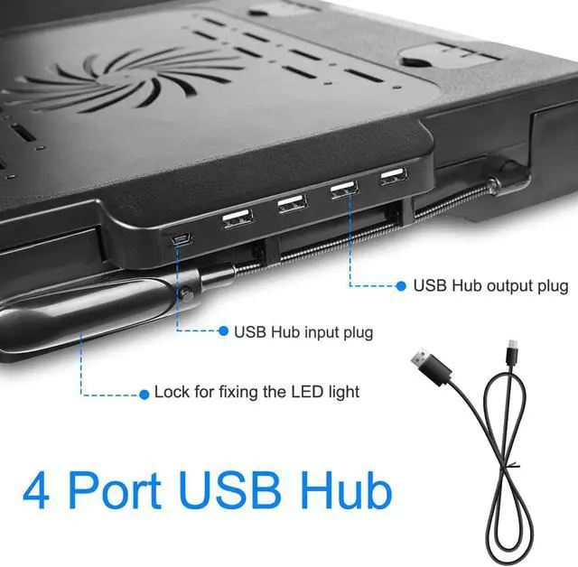 Alt view image 2 of 7 - Laptop Table Stand for Bed, Adjustable Laptop Desk for Bed, Portable Desktop Lap Desk with Cooling Fan and 4 USB Port, Foldable Computer Lap Desk for Bed Sofa Couch Floor(Black)