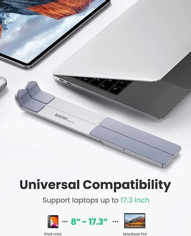 Alt view image 7 of 7 - UGREEN Laptop Stand for Desk Adjustable Portable Laptop Riser Computer Aluminum Foldable Notebook Stand Holder Compatible with MacBook Pro Air, HP, Lenovo, Dell up to 17.3 Inch
