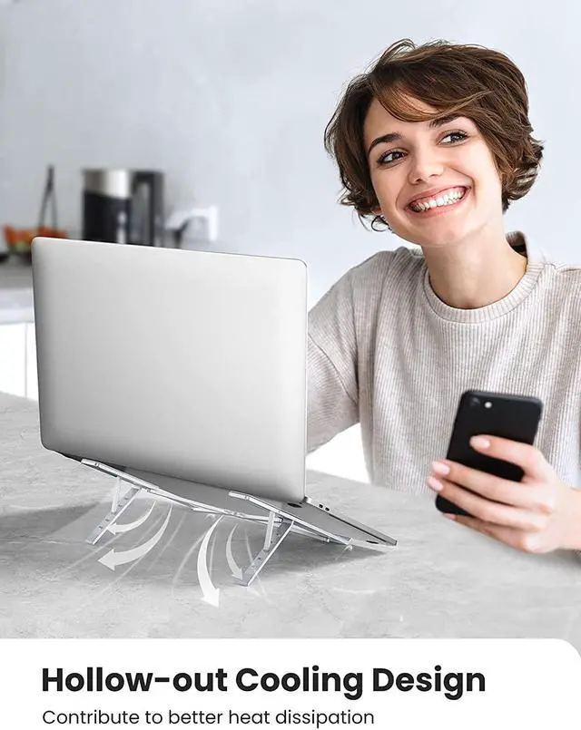 Alt view image 6 of 7 - UGREEN Laptop Stand for Desk Adjustable Portable Laptop Riser Computer Aluminum Foldable Notebook Stand Holder Compatible with MacBook Pro Air, HP, Lenovo, Dell up to 17.3 Inch