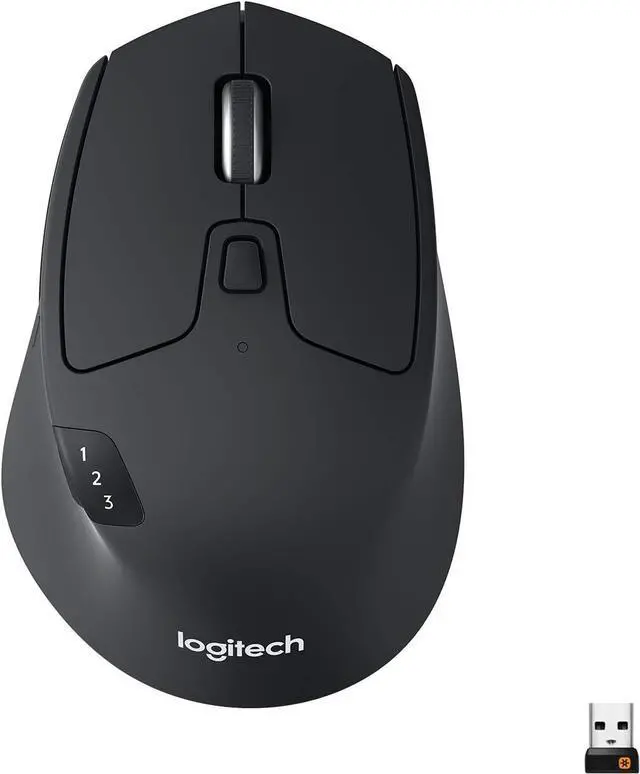Main image of Logi tech M720 Triathlon Multi-Device Wireless Mouse, Bluetooth, USB Unifying Receiver, 1000 DPI, 8 Buttons, 2-Year Battery, Compatible with Laptop, PC, Mac, iPadOS - Black