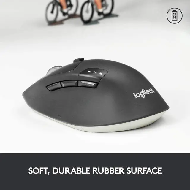 Alt view image 2 of 7 - Logi tech M720 Triathlon Multi-Device Wireless Mouse, Bluetooth, USB Unifying Receiver, 1000 DPI, 8 Buttons, 2-Year Battery, Compatible with Laptop, PC, Mac, iPadOS - Black