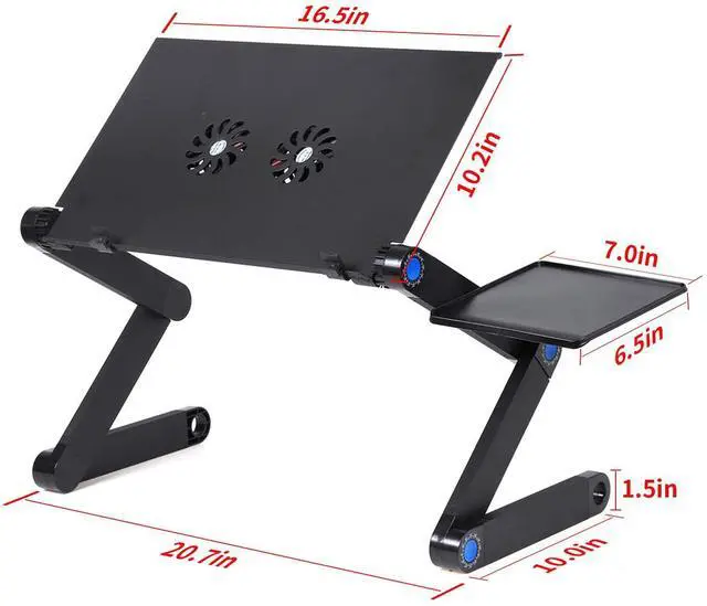 Alt view image 7 of 7 - Laptop Stand Portable Desk Adjustable Laptop Stand Workstation Notebook Stand Reading Holder Notebook Stand with USB Cooling Pad & Mouse Tray for Bed and Sofa