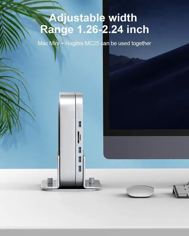 Alt view image 4 of 7 - Hagibis Vertical Stand for Mac Mini, Aluminum Alloy Laptop Stand Anti-Slip Computer Holder Desktop Stand Compatible with M1 Chip Mac Mini, MC25 Pro