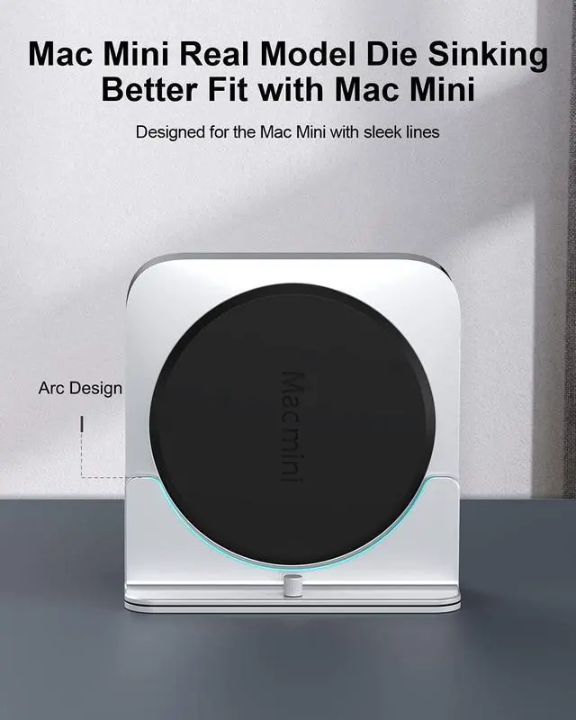 Alt view image 3 of 7 - Hagibis Vertical Stand for Mac Mini, Aluminum Alloy Laptop Stand Anti-Slip Computer Holder Desktop Stand Compatible with M1 Chip Mac Mini, MC25 Pro