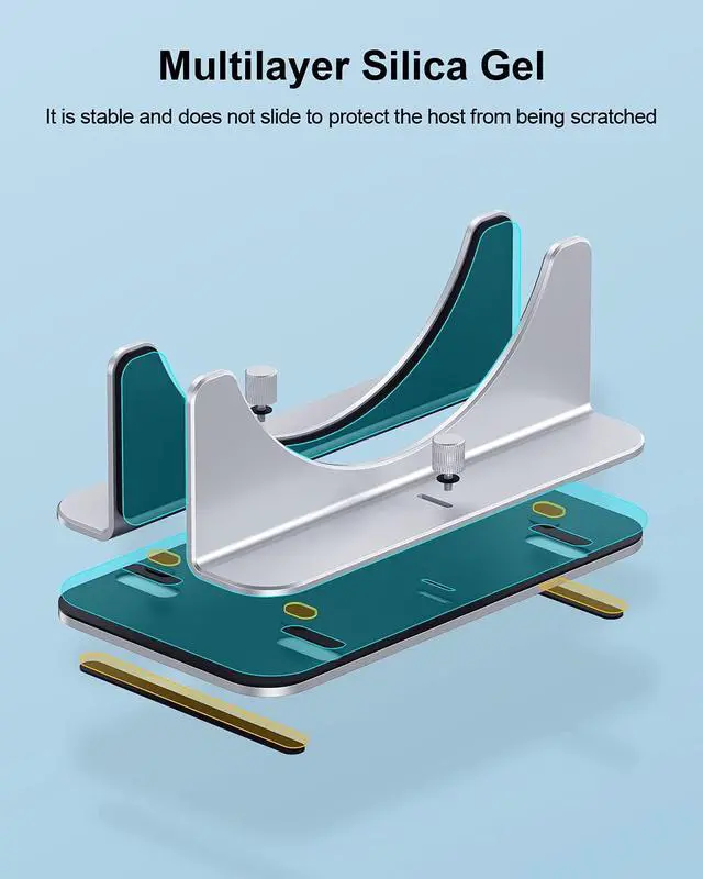 Alt view image 6 of 7 - Hagibis Vertical Stand for Mac Mini, Aluminum Alloy Laptop Stand Anti-Slip Computer Holder Desktop Stand Compatible with M1 Chip Mac Mini, MC25 Pro