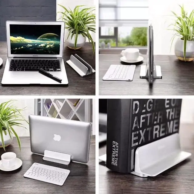Alt view image 7 of 7 - Vertical Laptop Stand Holder Desktop Aluminum Notebook Stand with Adjustable Dock Size(Up to 17.3 inch) Compatible with All /MacBook Pro/Air  Hp Surface iPad Gaming Laptops(Silver)
