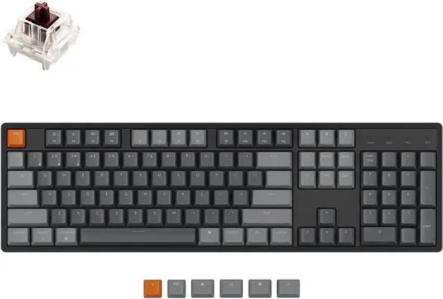 Main image of Keychron K10 Full Size 104 Keys Bluetooth Wireless/USB Wired Mechanical Gaming Keyboard for Mac with K Pro Brown Switch/RGB Backlight/Multitasking Computer Keyboard for Windows, Aluminum Frame