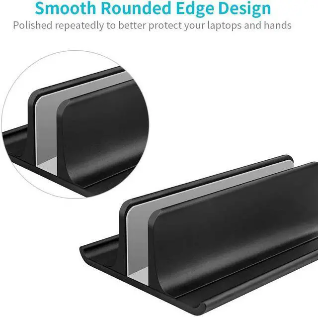 Alt view image 5 of 7 - Vaydeer 3-in-1 Vertical Laptop Stand Holder, Aluminum Laptop Stand for Desk with Adjustable Dock, Space-Saving Organizer for All MacBook, Surface, Samsung, HP, Dell, up to 17.3 inch Black