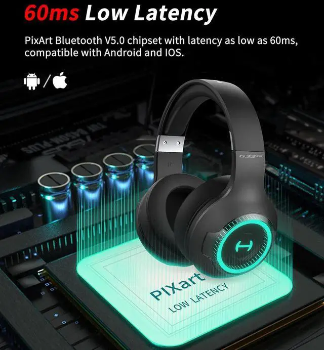 Alt view image 3 of 7 - HECATE by Edifier G33BT Wireless Gaming Headset with Detachable Mic, Bluetooth Gaming Headphones for PC, PS5, PS4, Nintendo Switch, 60ms Low Latency, 40mm Driver, 48H Playtime, RGB Light