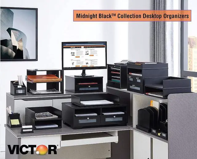 Alt view image 5 of 5 - Victor Midnight Black Collection 1175-5 Wood Monitor Stand/Riser