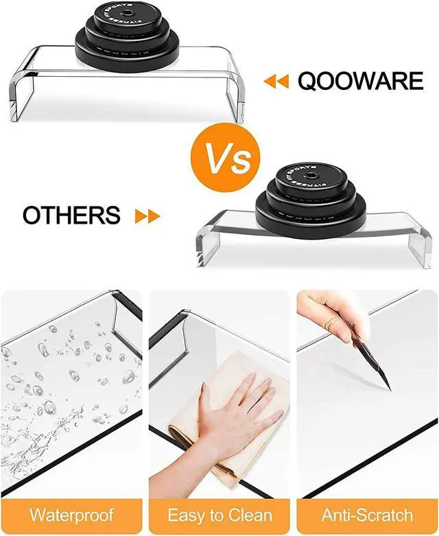 Alt view image 2 of 7 - Clear Monitor Riser Acrylic Computer Stand - HD Sturdy 50LB Max - Promotes Pain Relief Posture & Free Up Cluttered Space with TV Laptop & PC Computer & Desk Storage Organizer Stand Riser