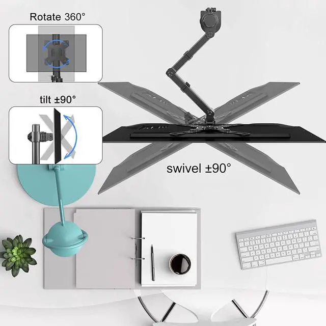 Alt view image 6 of 7 - Single Monitor Mount Single Monitor Desk Mount with VESA Extension Kit from 7575 to 200200mm fits 13-39 inch Monitors/TV Screens Monitor Arm Monitor Stands Monitor Stand Desk Mount Vesa Mount