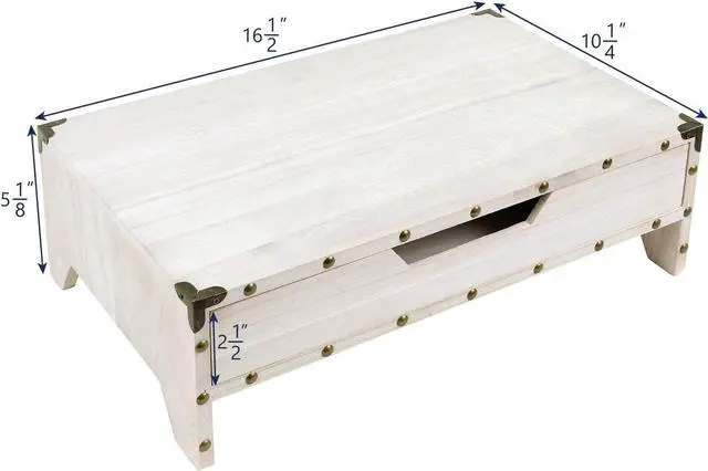 Alt view image 3 of 7 - Ikee Design Wooden 2 Tier Monitor Stand with Drawer,Wood Desktop Stands for Laptop ,TV, Computer Riser,Wooden Clutter-Free Desk Storage Organizer,16 1/2 W x 10 1/4 D x 5 1/8 H in, White