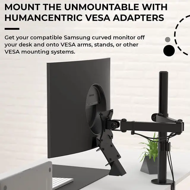 Alt view image 3 of 7 - VESA Mount Adapter for Samsung Curved Monitors 32 inch CF397 and Samsung 24 inch CRG5 VESA Adapter Bracket Mounts Monitor to VESA Stand Arm or Desk Mount with 75x75 or 100x100 mm