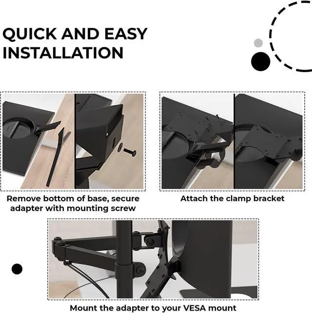 Alt view image 5 of 7 - VESA Mount Adapter for Samsung Curved Monitors 32 inch CF397 and Samsung 24 inch CRG5 VESA Adapter Bracket Mounts Monitor to VESA Stand Arm or Desk Mount with 75x75 or 100x100 mm