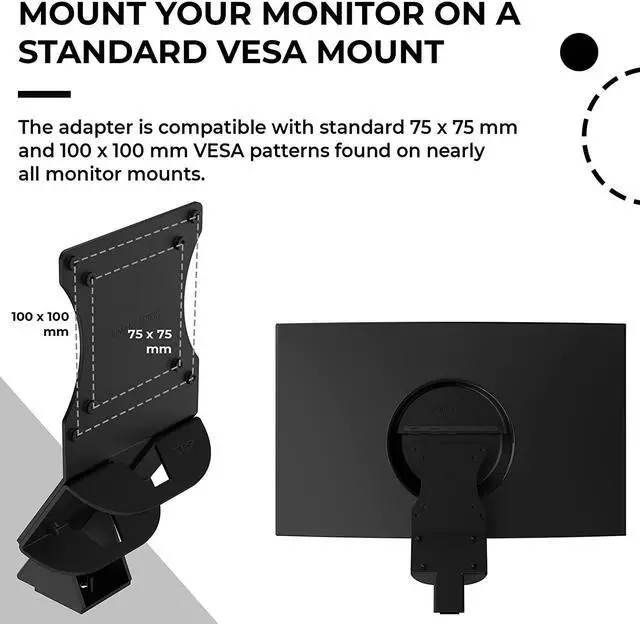 Alt view image 6 of 7 - VESA Mount Adapter for Samsung Curved Monitors 32 inch CF397 and Samsung 24 inch CRG5 VESA Adapter Bracket Mounts Monitor to VESA Stand Arm or Desk Mount with 75x75 or 100x100 mm