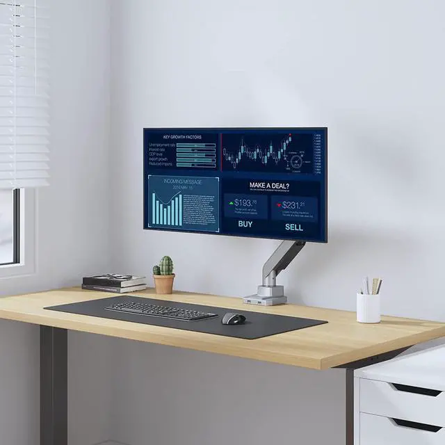 Alt view image 7 of 7 - WALI Single Monitor Arm Desk Mount, Single Monitor Mount Desk Up to 35 Inch and 33lbs,Heavy Duty Monitor Arm Fully Adjustable Gas Spring Monitor Stand (GSMU001), Silver
