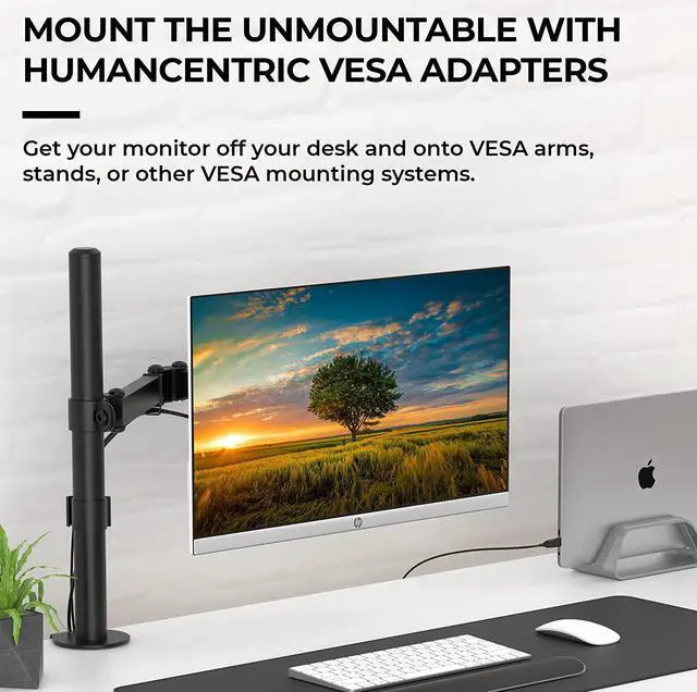 Alt view image 3 of 7 - HumanCentric VESA Mount Adapter for HP Monitors 22er, 22es, 22f, 23er, 23es, 23f, 24ea, 24ec, 24er, 24es, 24f, 24fw, 25er, 25es, 25f, 27er, 27ea, 27es, 27f, 27fw, 27ec VESA Adapter Bracket (White)