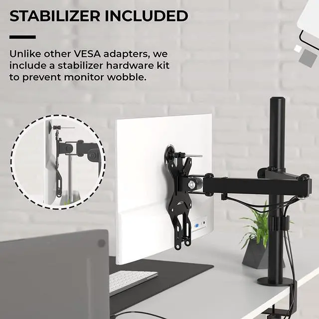 Alt view image 4 of 7 - HumanCentric VESA Mount Adapter for HP Monitors 22er, 22es, 22f, 23er, 23es, 23f, 24ea, 24ec, 24er, 24es, 24f, 24fw, 25er, 25es, 25f, 27er, 27ea, 27es, 27f, 27fw, 27ec VESA Adapter Bracket (White)