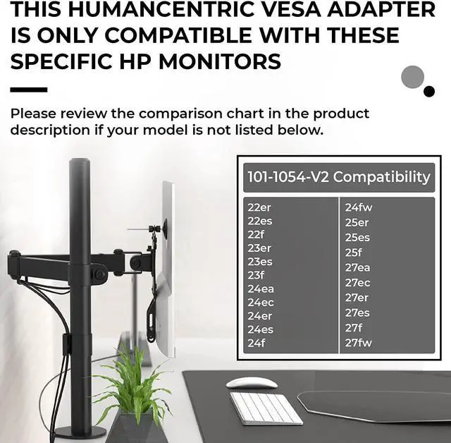 Alt view image 4 of 7 - VESA Mount Adapter for HP 22er 22es 23er 23es 23f 24ea 24ec 24er 24es 24f 24fw 25er 25es 25f 27er 27ea 27es 27f 27fw 27ec Monitors [Patent Pending]