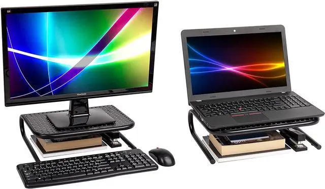 Main image of 2METMONST-BLK Metal Monitor Stand Monitor Riser for Computer Laptop Desk iMac 2-Pack Black