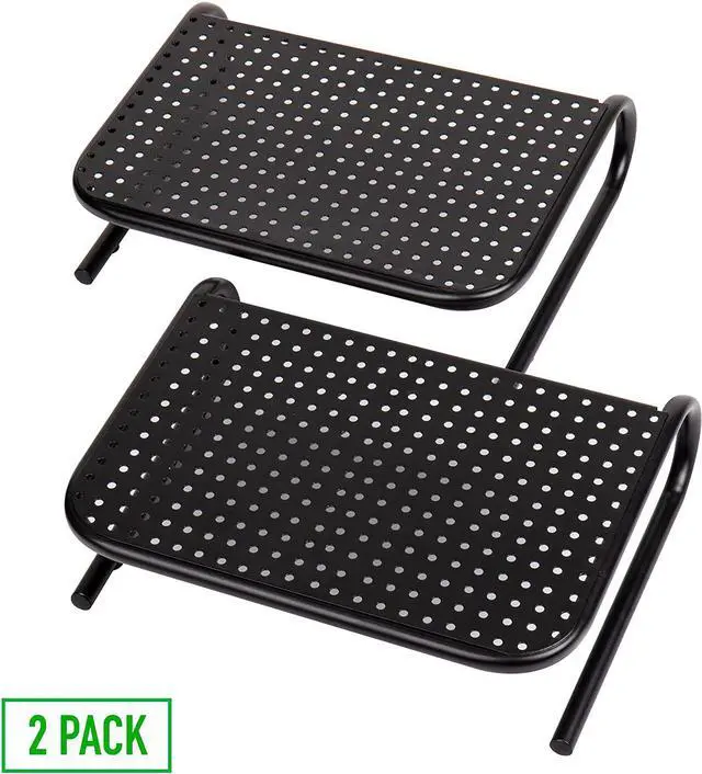 Alt view image 4 of 7 - 2METMONST-BLK Metal Monitor Stand Monitor Riser for Computer Laptop Desk iMac 2-Pack Black