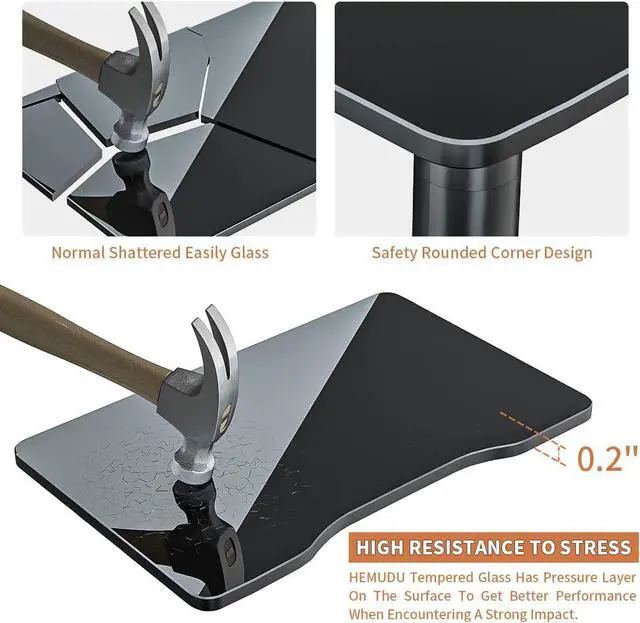 Alt view image 2 of 7 - 2 Pack Computer Monitor Stand Riser with Height Adjustable Multi Media Desktop Stand for Flat Screen LCD LED TV Laptop/Notebook/Xbox One Black HD01B-202