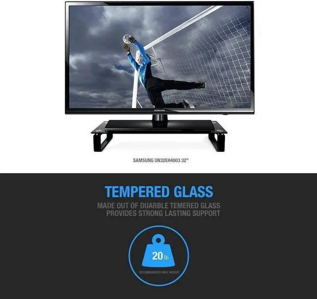 Alt view image 4 of 5 - Eutuxia Type-S Black Tempered Glass Monitor Stand, TV, Laptop, Computer, All-In-One Desktop, Printer Riser [21.75 x 8.25 x 3.25 Inches]