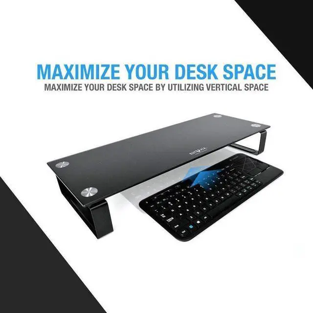 Alt view image 5 of 5 - Eutuxia Type-S Black Tempered Glass Monitor Stand, TV, Laptop, Computer, All-In-One Desktop, Printer Riser [21.75 x 8.25 x 3.25 Inches]