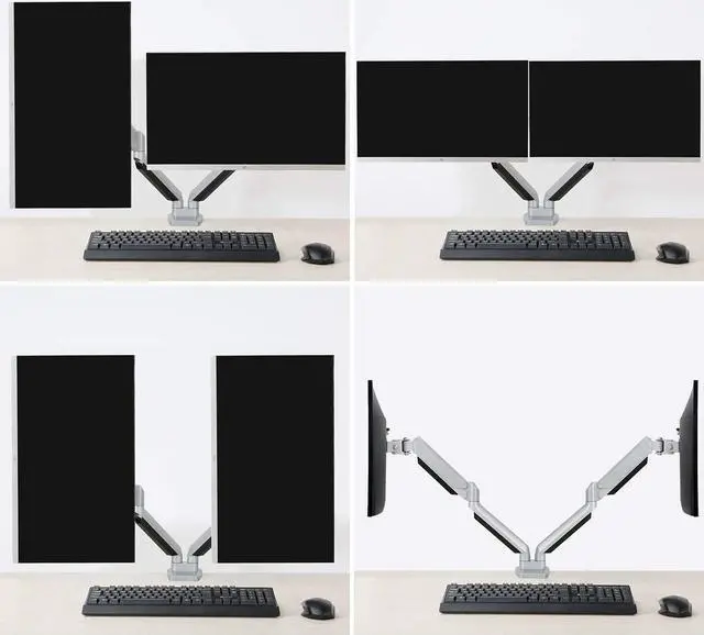 Alt view image 5 of 7 - Dual Monitor Desk Mount Die-Cast Aluminum Fully Adjustable Double Monitor Arm with Gas Spring Computer Monitor Stand Fits 2 Screen 17 to 32 inch - Each Arm Holds up to 17.6LBS MU0024