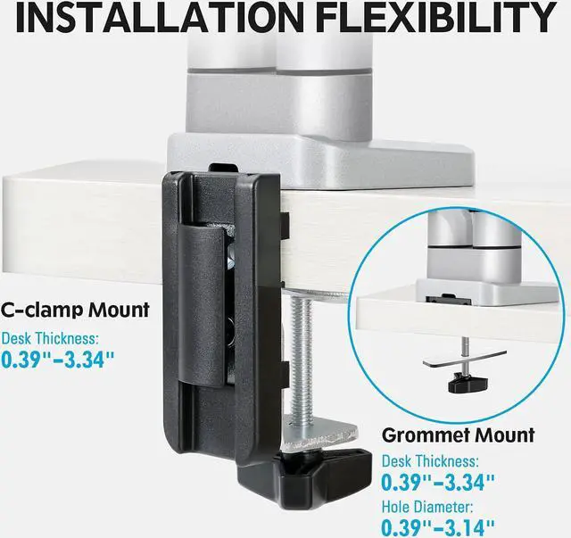 Alt view image 6 of 7 - Dual Monitor Desk Mount Die-Cast Aluminum Fully Adjustable Double Monitor Arm with Gas Spring Computer Monitor Stand Fits 2 Screen 17 to 32 inch - Each Arm Holds up to 17.6LBS MU0024