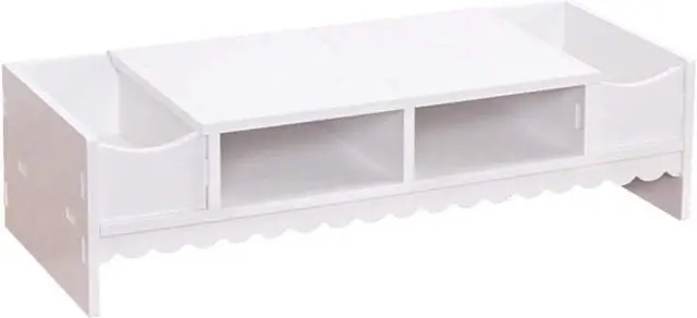 Alt view image 7 of 7 - Monitor Stand with Drawer Laptop PC Monitor Riser Rack Holder Desk Organizer Tabletop Storage Cabinet Wooden White