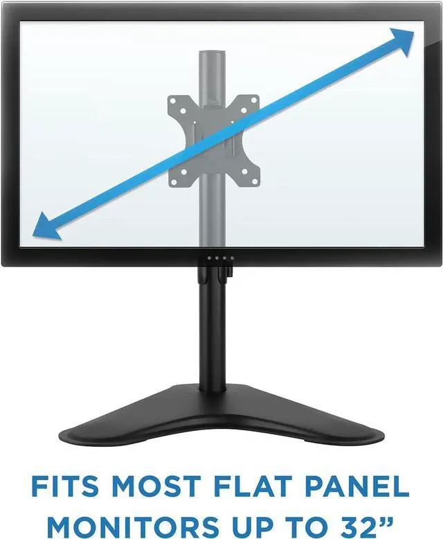 Alt view image 7 of 7 - Mount-It! Free Standing Monitor Stand for Desktops | Single Monitor Mount | VESA 75 100 Compatible Displays | Height Adjustable Tilt Swivel Rotating | Fits 21.5 23 24 27 28 29 32 Inch Computer Screen